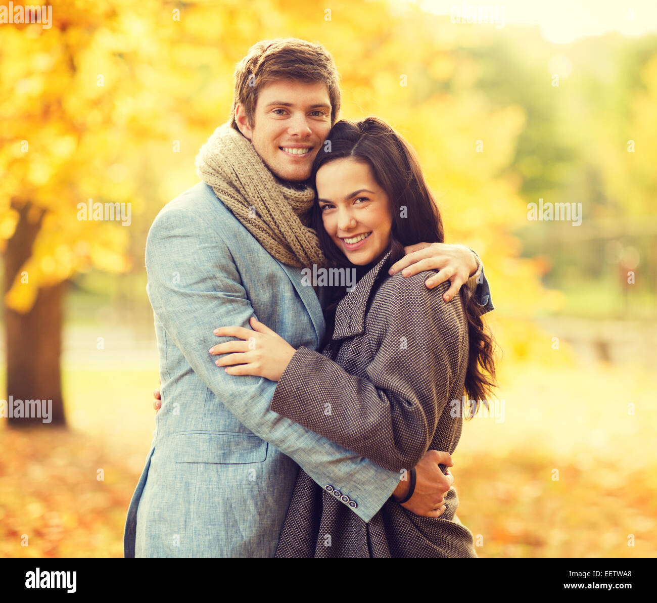 romantic couple in the autumn park Stock Photo - Alamy