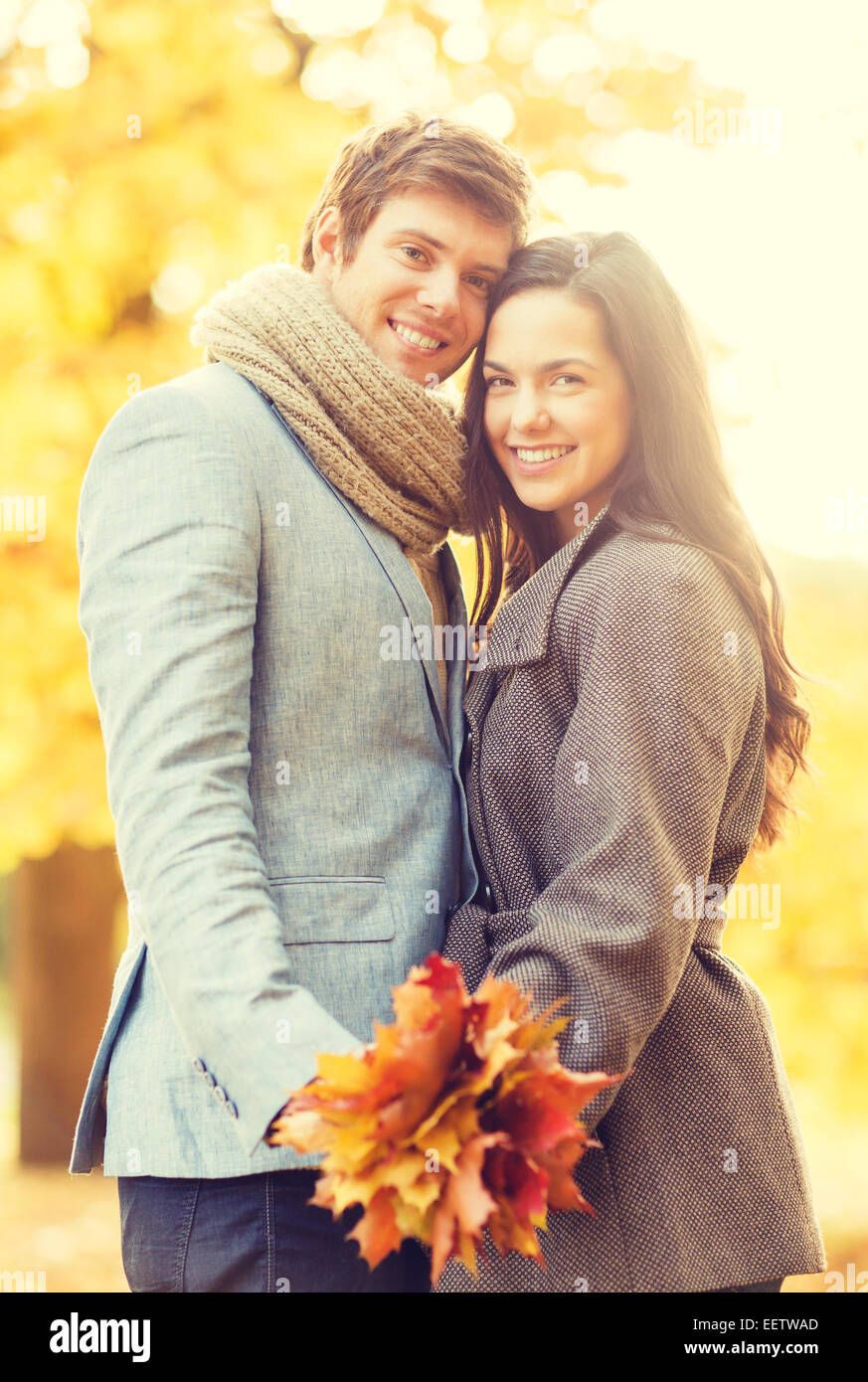 romantic couple in the autumn park Stock Photo - Alamy