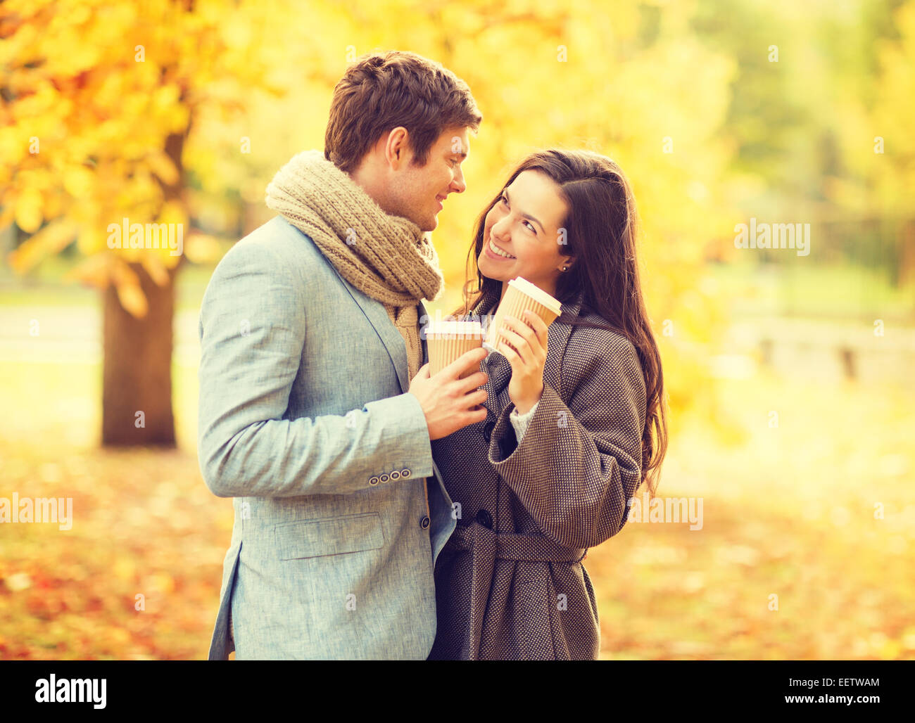 romantic couple in the autumn park Stock Photo - Alamy