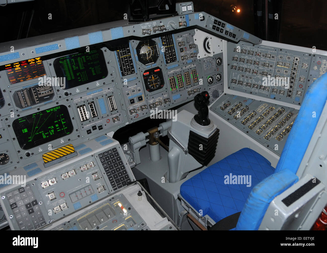 Space Shuttle flight controls and cockpit Stock Photo