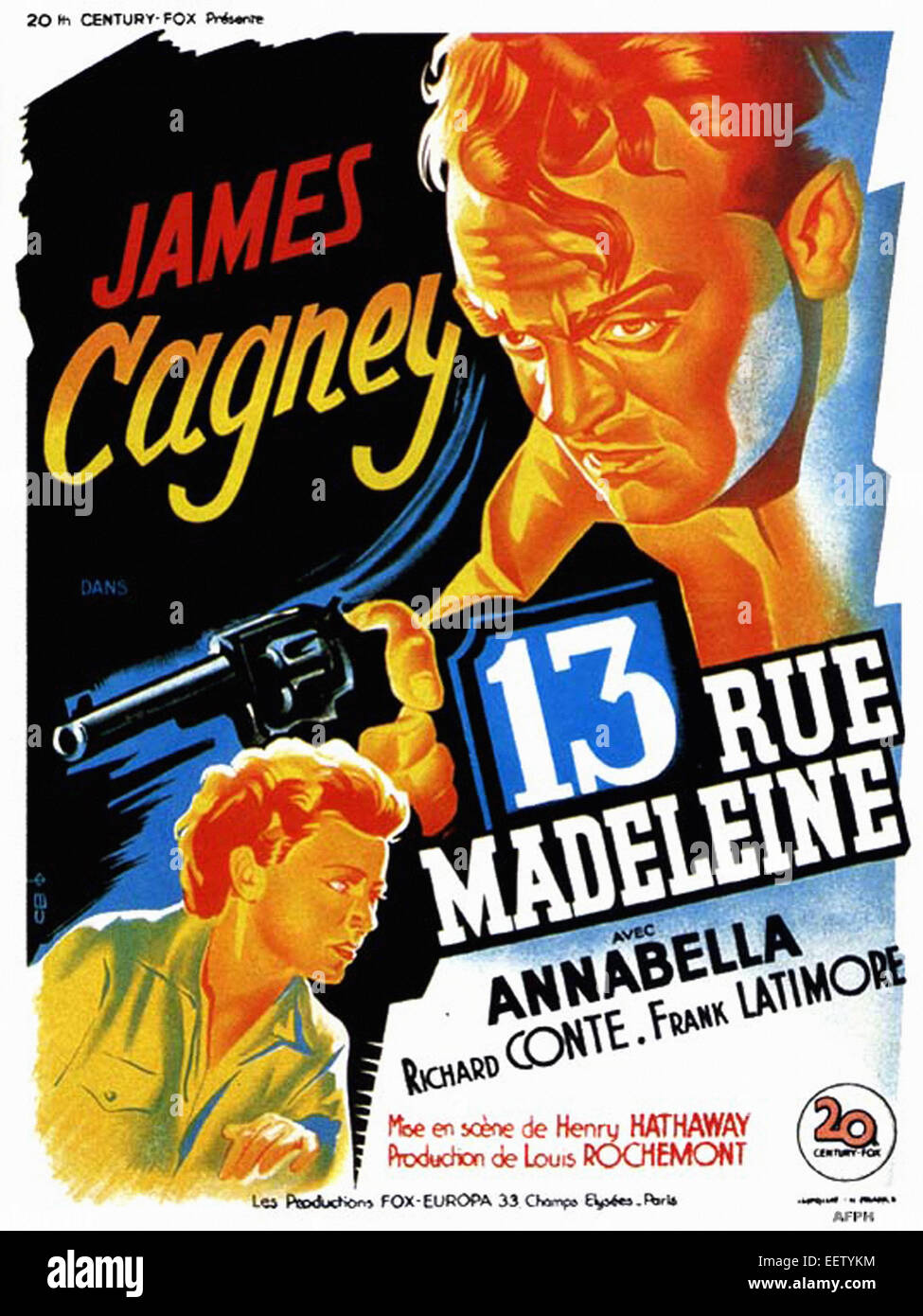 13 rue Madeleine - James Cagney - Movie Poster Stock Photo
