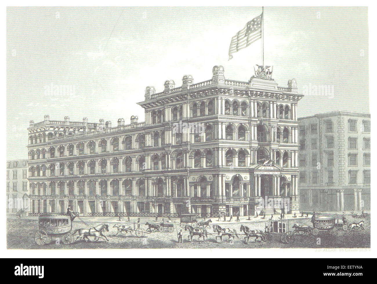 Lossing 1876 p538 new york life insurance company stock photo alamy