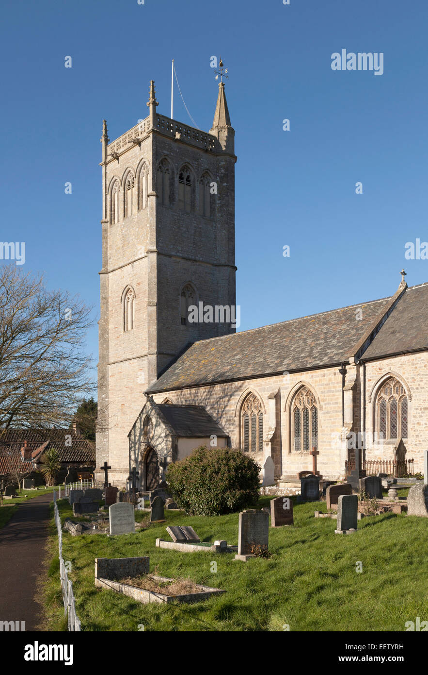 The Church of St Peter and St Paul, Bleadon village, Somerset, England UK Stock Photo