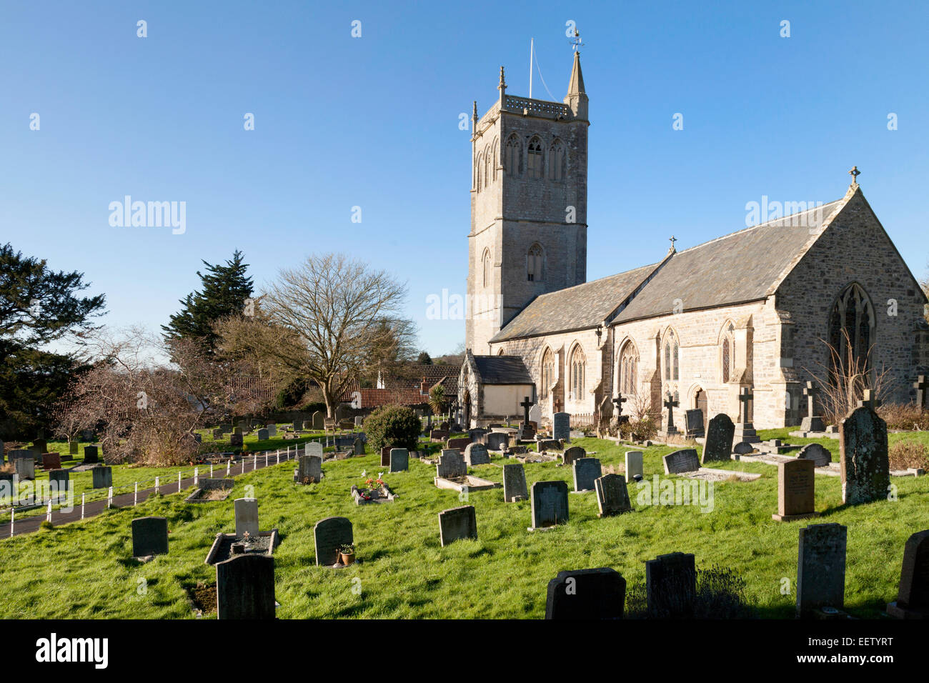 St Peter and St Paul Church, Bleadon Village, Somerset, England UK Stock Photo