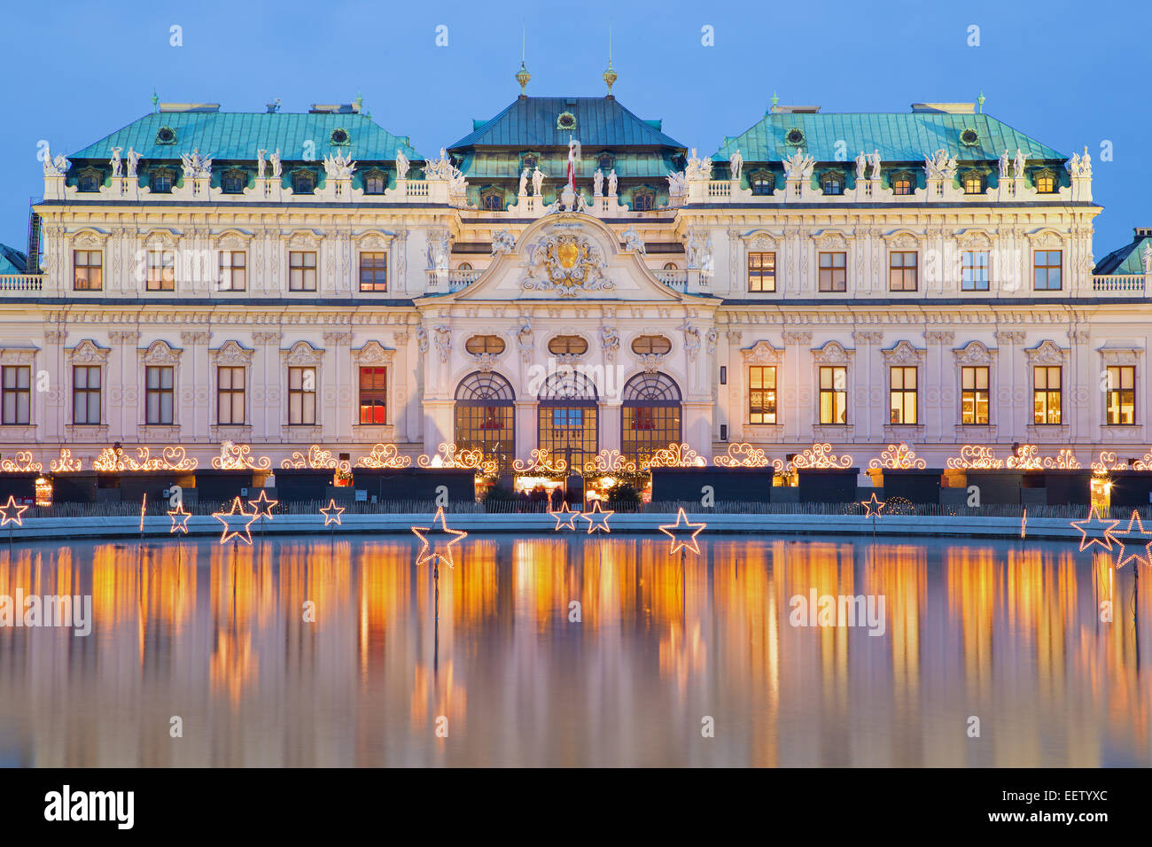 Vienna - Belvedere palace at the christmas market in dusk Stock Photo