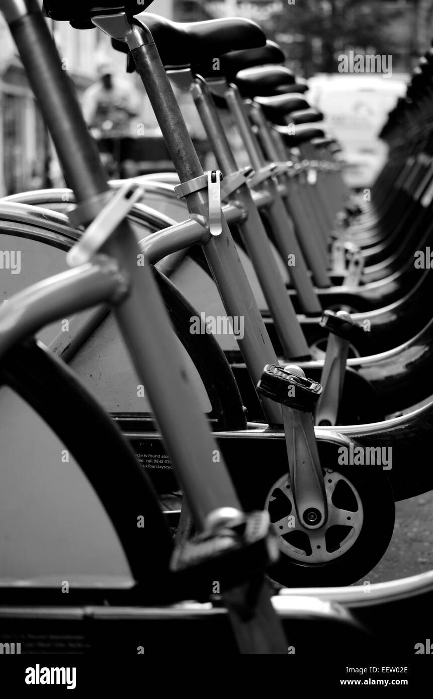 London bikes in a row Black and White Stock Photos Images Alamy