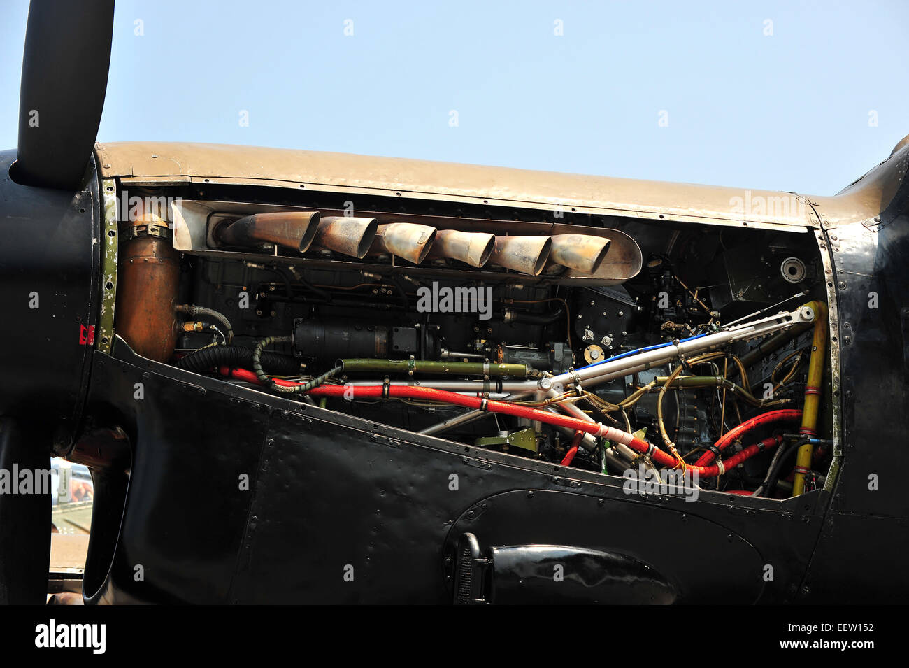 The engine of 1 of the only 2 airworthy Lancaster bombers prior to