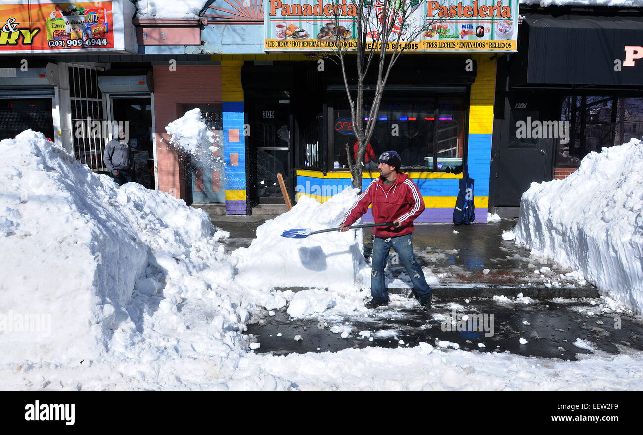 New Haven--People dig out along Grand Avenue in Fair Haven. Stock Photo