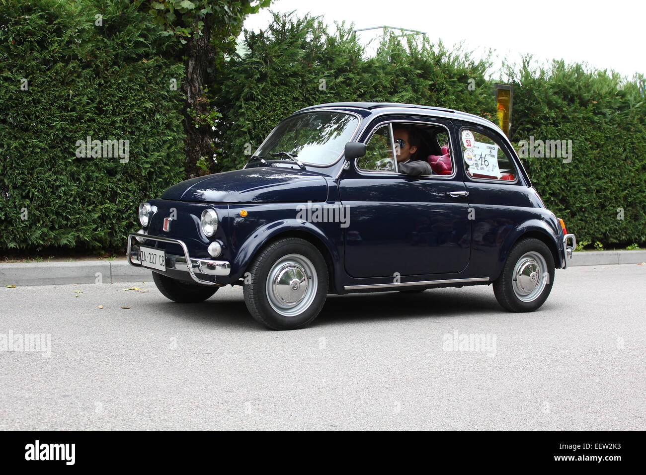 Black Fiat 500 during a Fiat 500 carshow in Cavallino Treporti, Italy Stock Photo