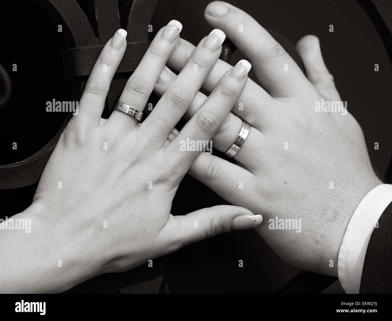 Two hands with rings sales