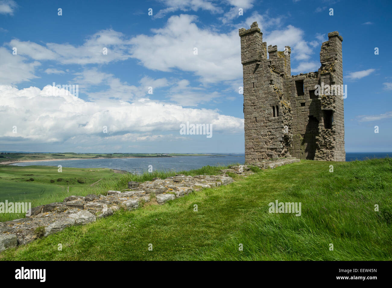 Ruins of Dunstanburgh Castle, Northumberland Stock Photo