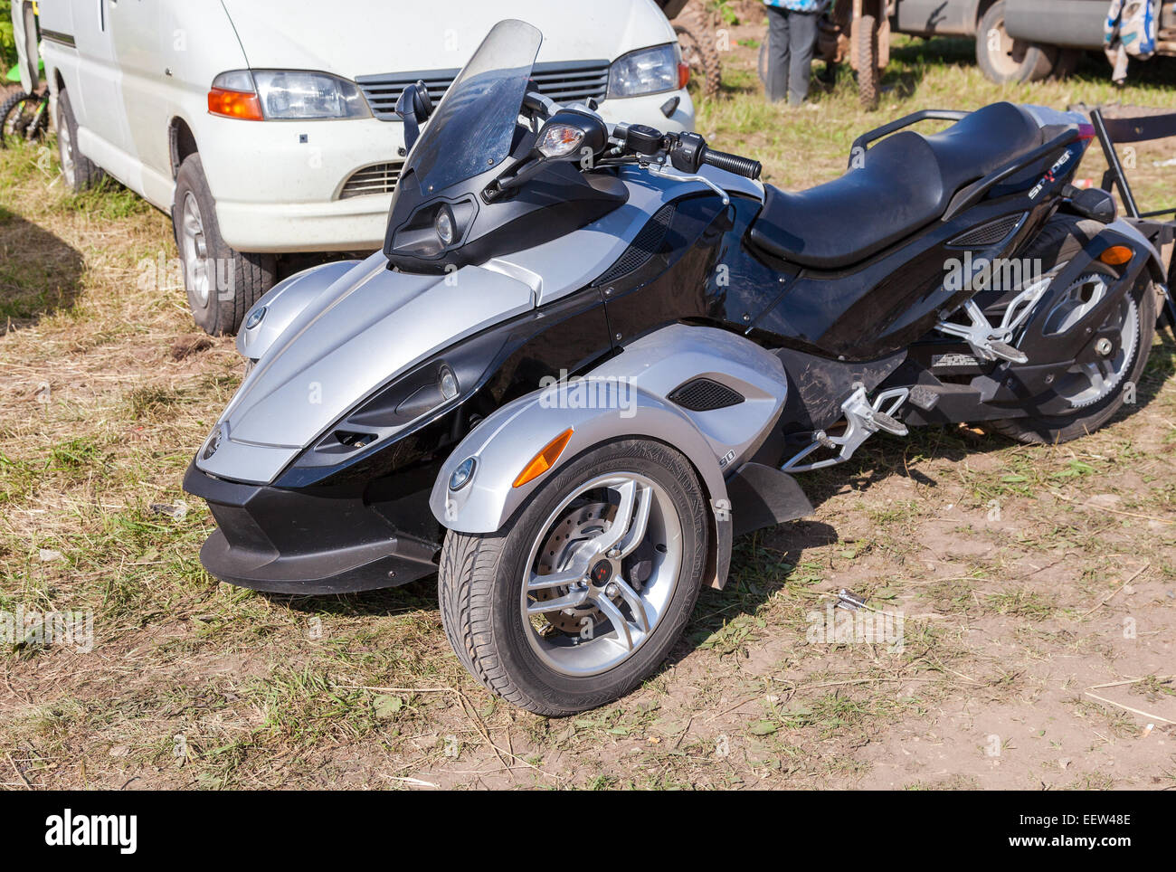 Trike or tricycle vehicle Spyder is made by Bombardier Recreational  Products Stock Photo - Alamy