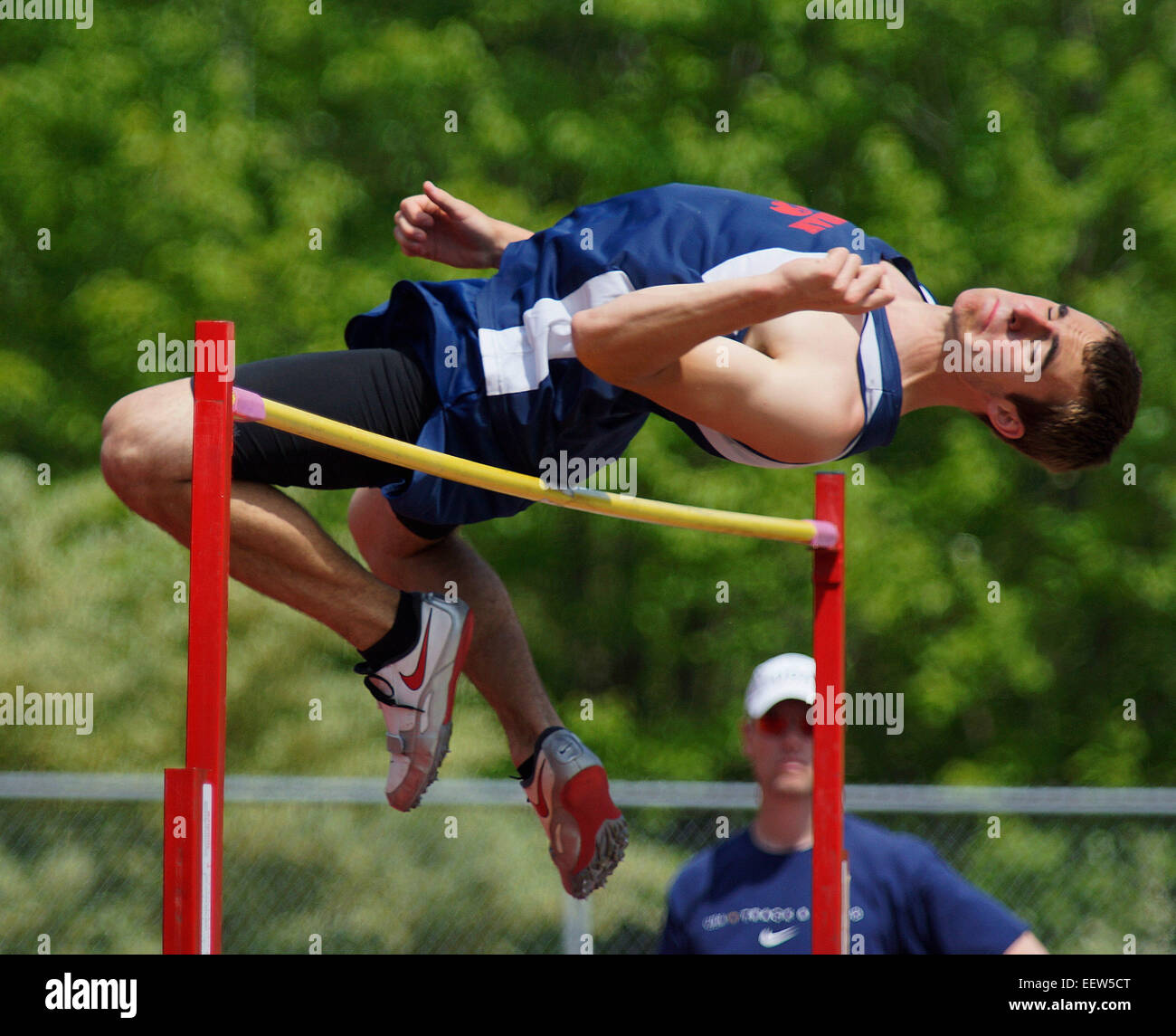 High school high jumper in action CT USA Stock Photo