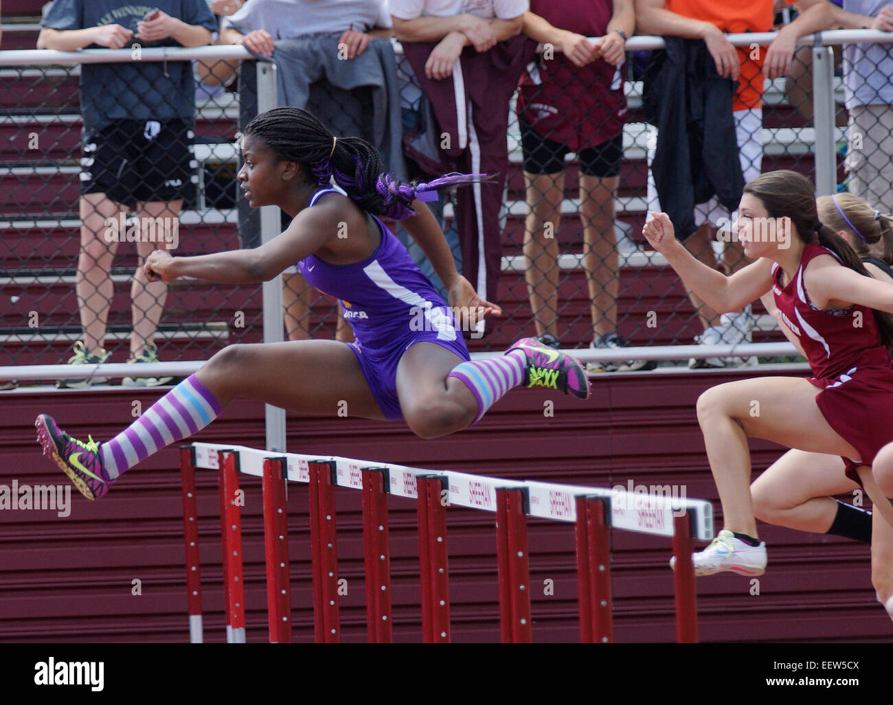 Action from the SCC track meet in Wallingford, CT. USA Stock Photo
