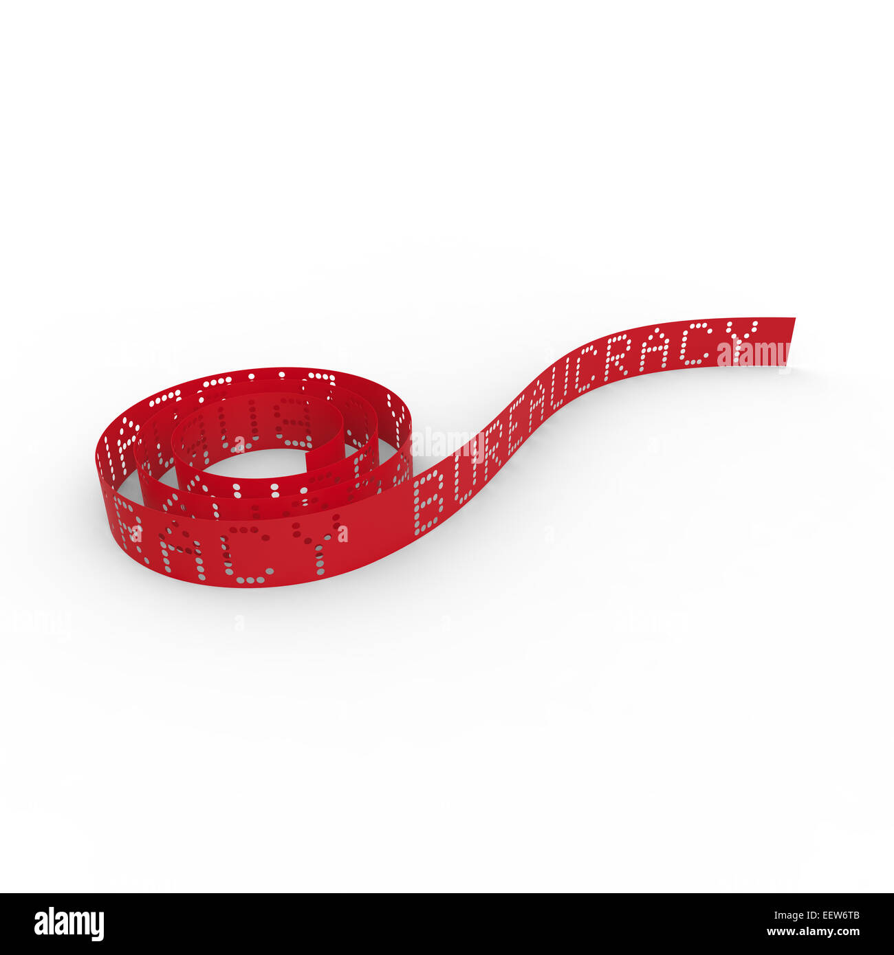 bureaucracy red tape with punched holes on a white background Stock Photo