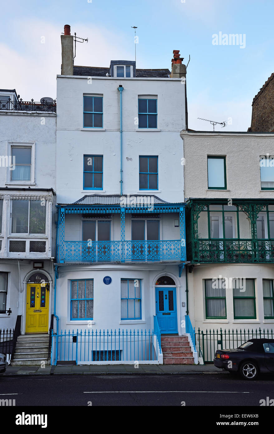 House at 8 Paragon, Ramsgate, Ket, UK, showing a blue plaque indicating