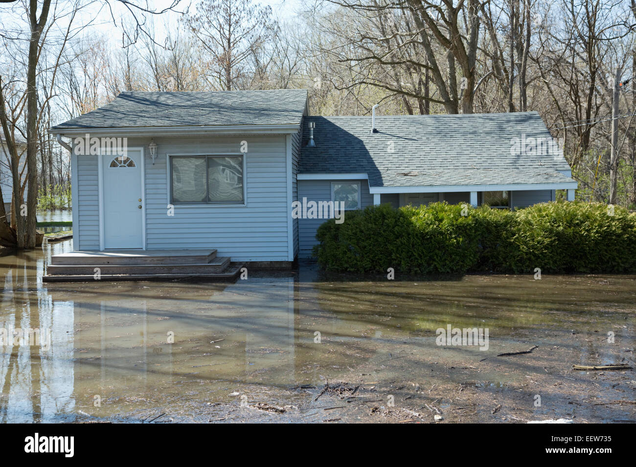View of house after flood Stock Photo