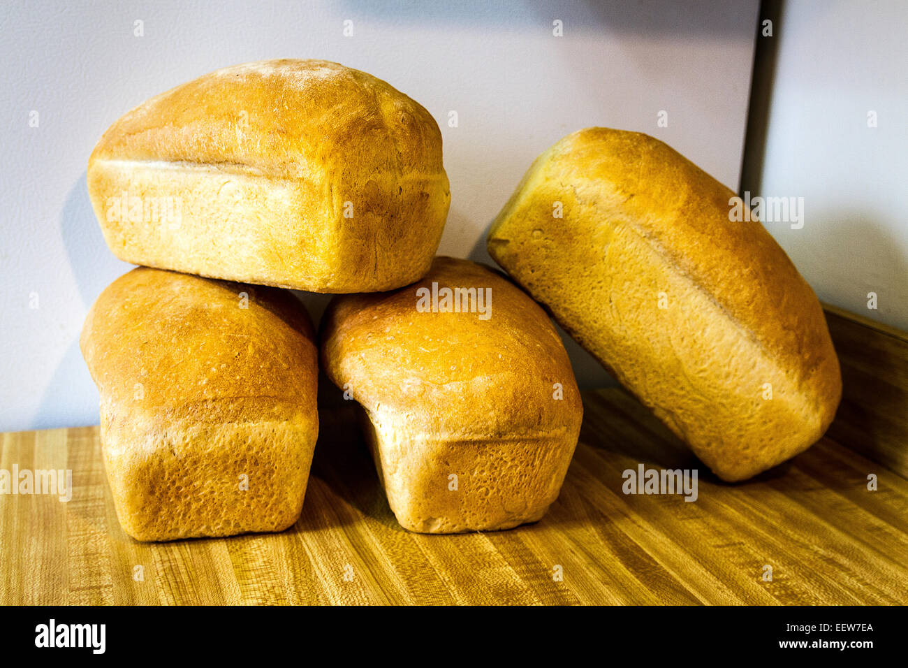 Freshly baked loaves of bread Stock Photo