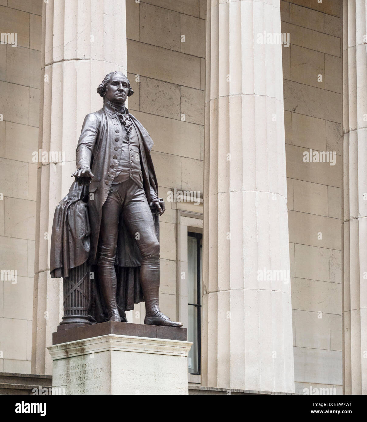 Washington on Wall Street. Large bronze statue of
