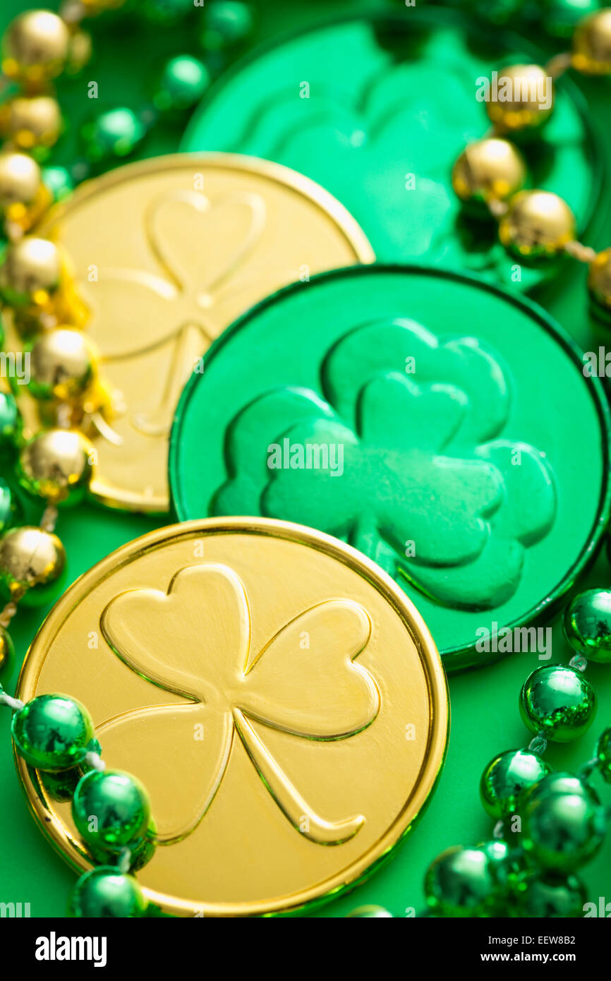 Lucky coins and beads Stock Photo