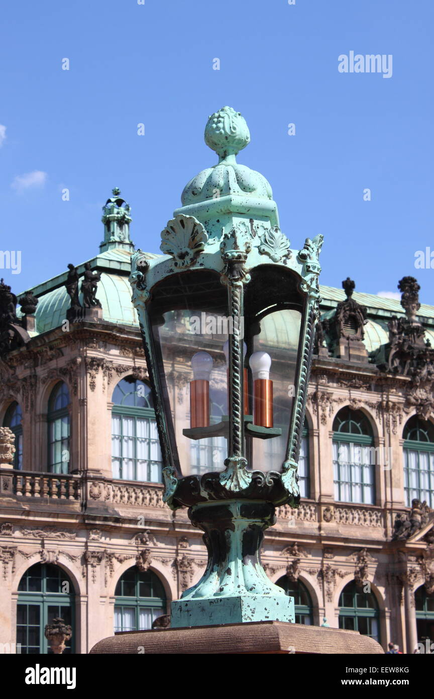 Baroque street lamp in Dresden Zwinger, Germany Stock Photo