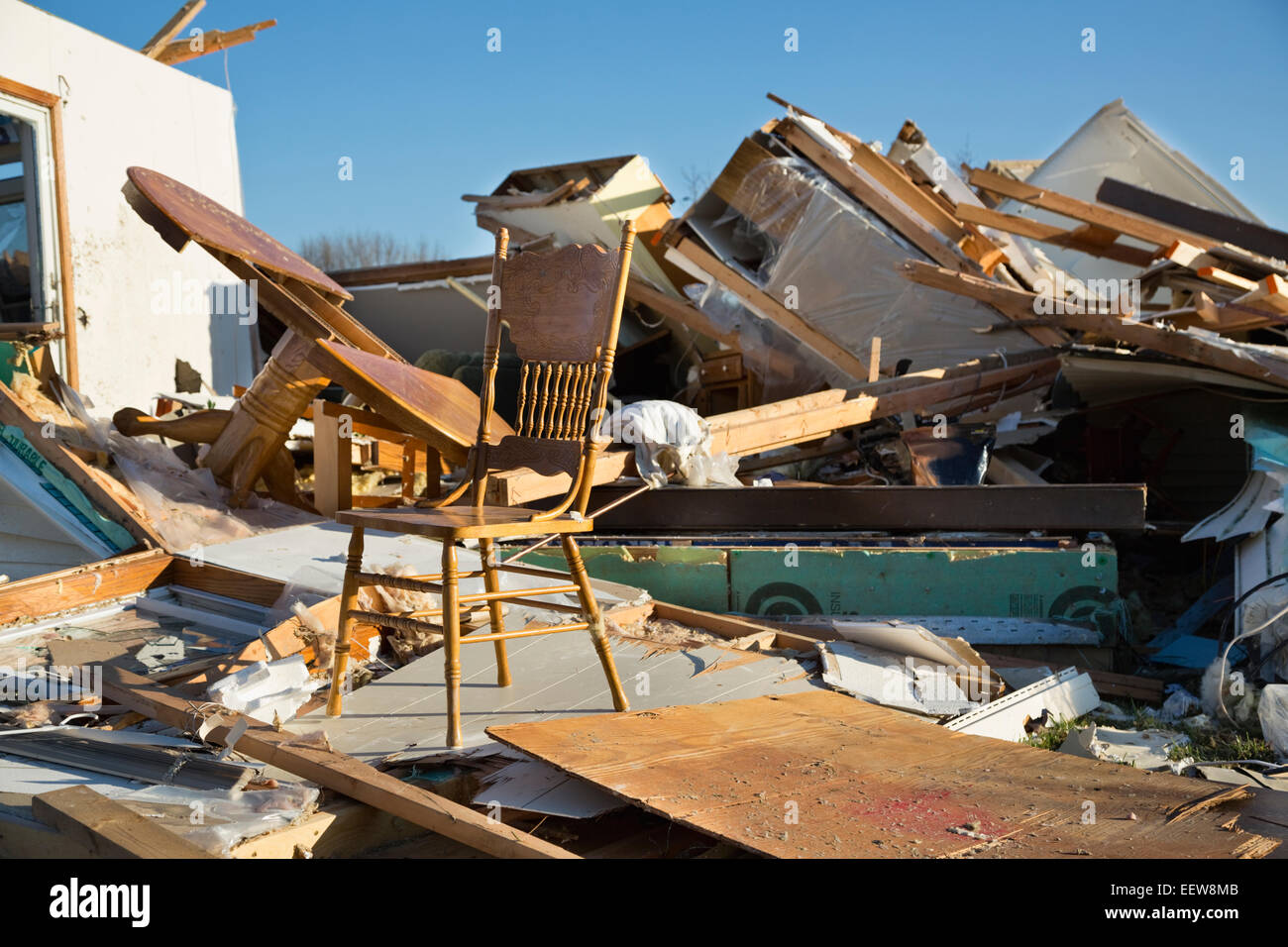 House destroyed by tornado Stock Photo