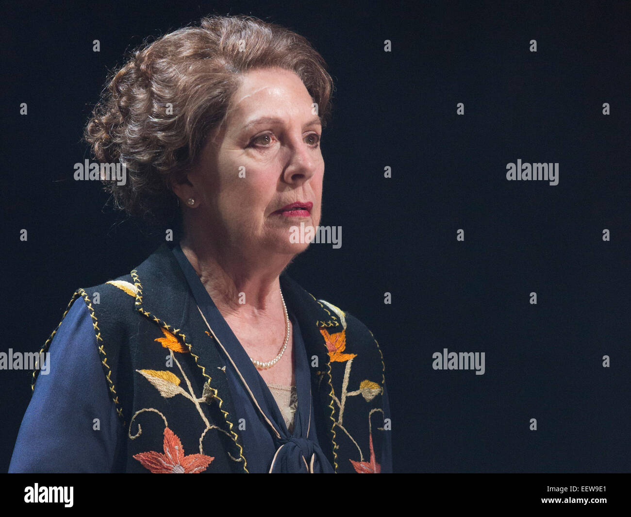 London, UK. 16 January 2015. Actor Penelope Wilton stars as Irmgard Litten in the new play 'Taken At Midnight' by Mark Hayhurst which transfers to Theatre Royal Haymarket after a sold-out season at Chichester Festival Theatre. The play is directed by Jonathan Church and runs from 15 January to 14 March 2015. Photo: Bettina Strenske Stock Photo