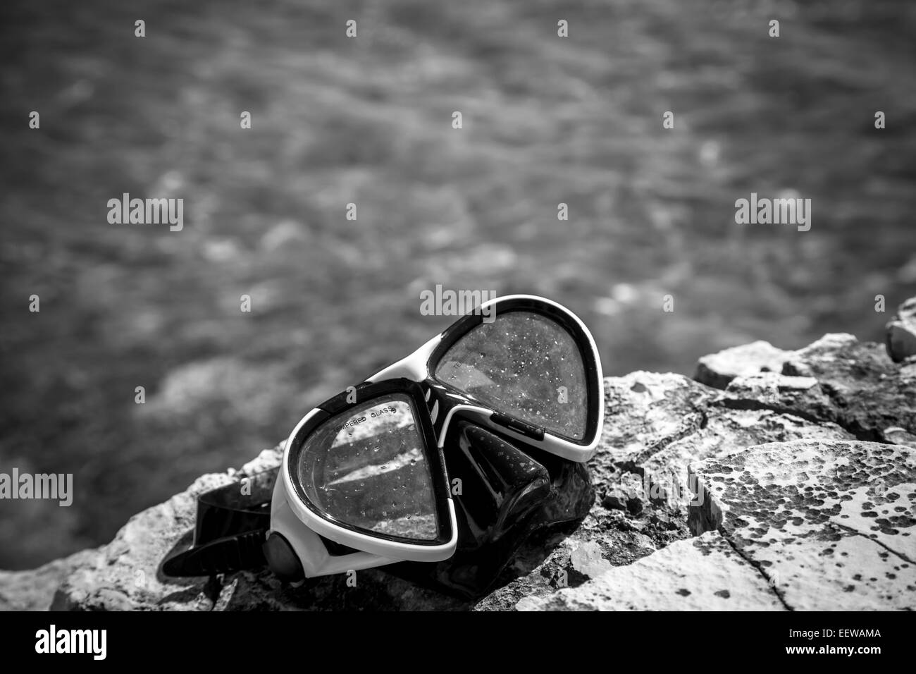 diving goggles on the beach Stock Photo Alamy