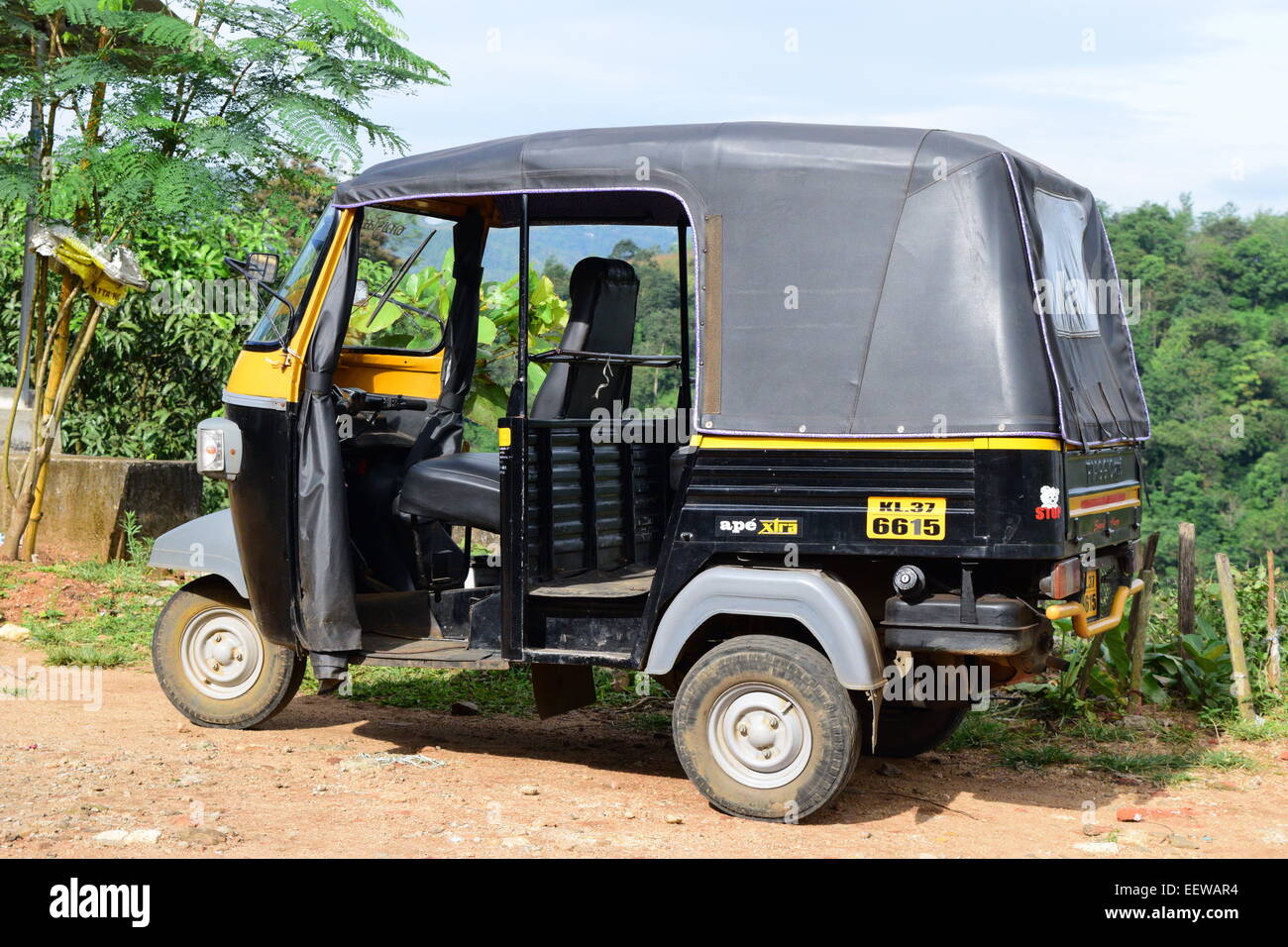 Tuk tuk local taxi ride of Kerala India Auto Rickshaw Stock Photo