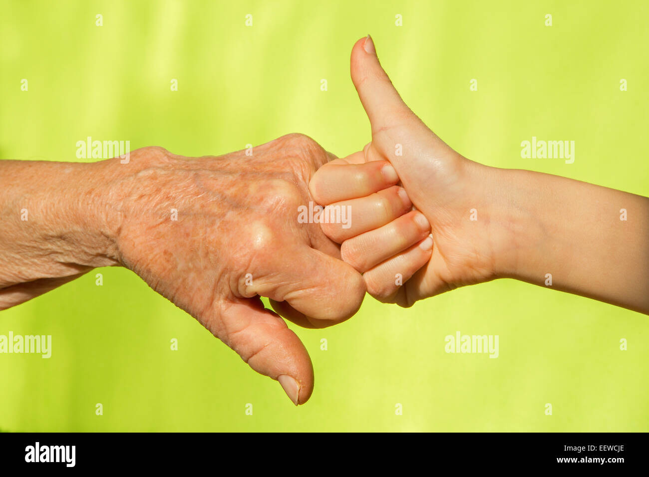 hand of senior and child Stock Photo