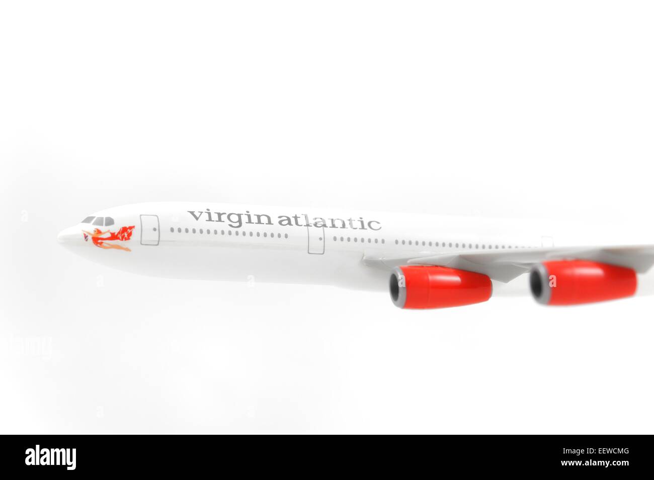 A scale model of a virgin atlantic airways jet Stock Photo