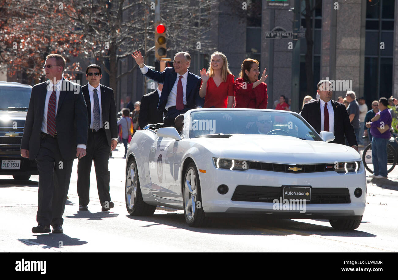 New Texas Gov. Greg Abbott celebrates his inauguration with his wife