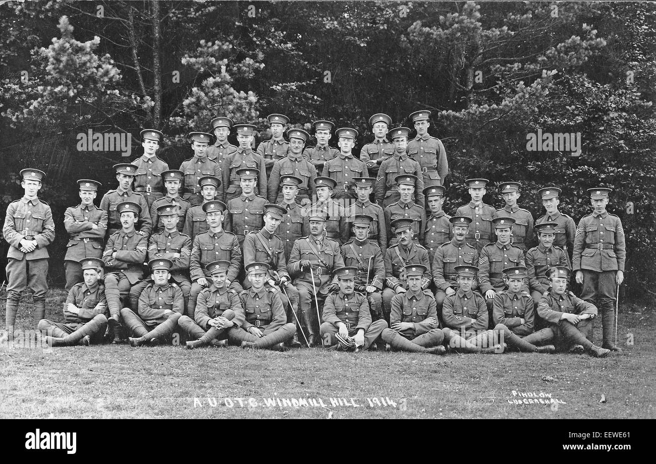 Aberdeen University Officers Training Corps, Summer 1914, Windmill Hill Camp, North Tidworth, on Salisbury Plain for their second Annual Camp. Stock Photo