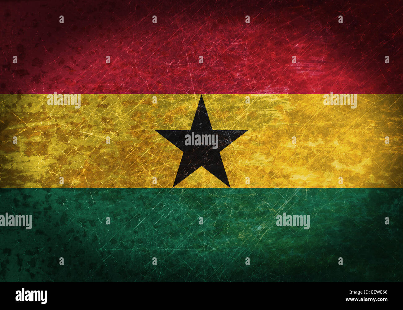 Old rusty metal sign with a flag - Ghana Stock Photo