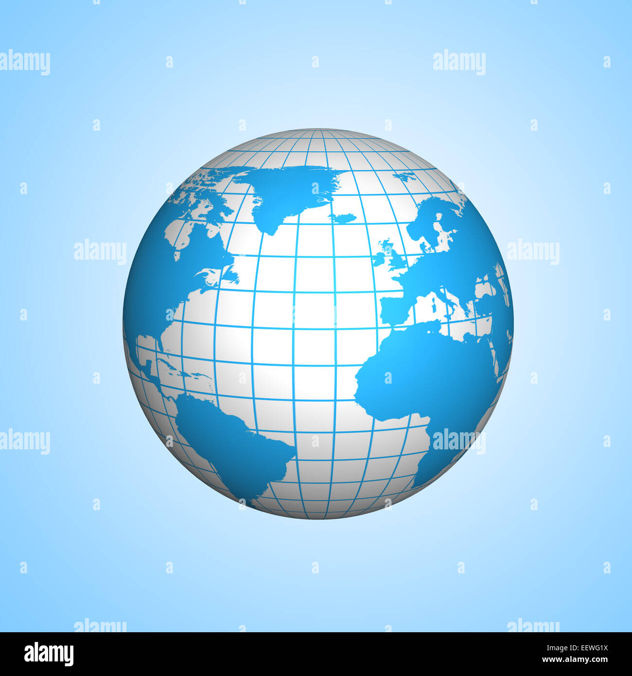 Globe icon illustration on blue background Stock Photo - Alamy