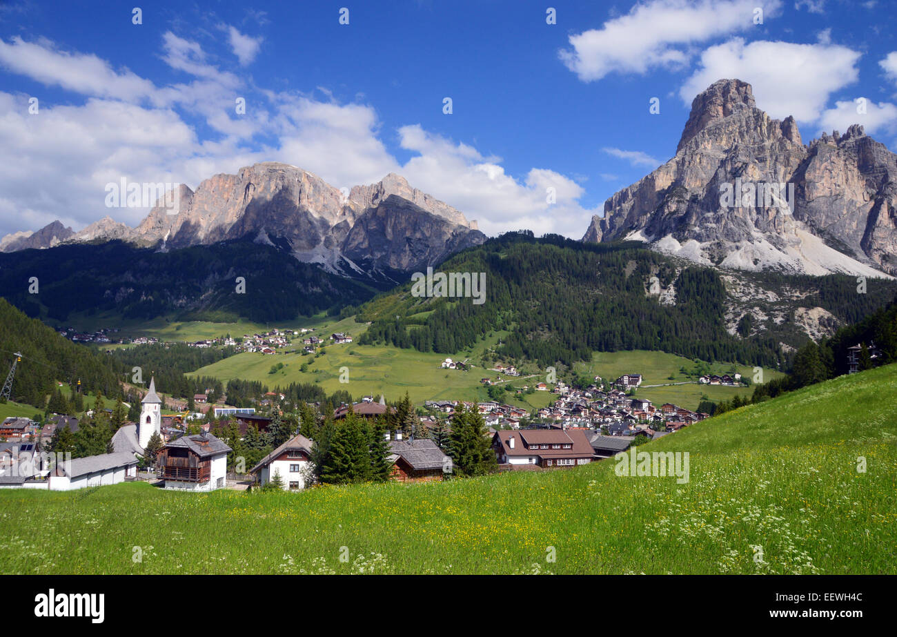 The Alpine Village Of Corvara Below The Mountain S Ongher In The Springtime The Alpine Village Of Corvara Below The Mountain S Ongher In The Springtime