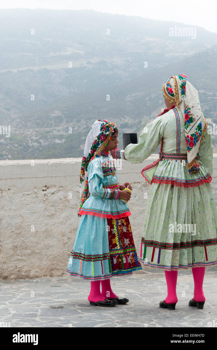 traditional colorful Greek costumes on Samos island Stock Photo - Alamy