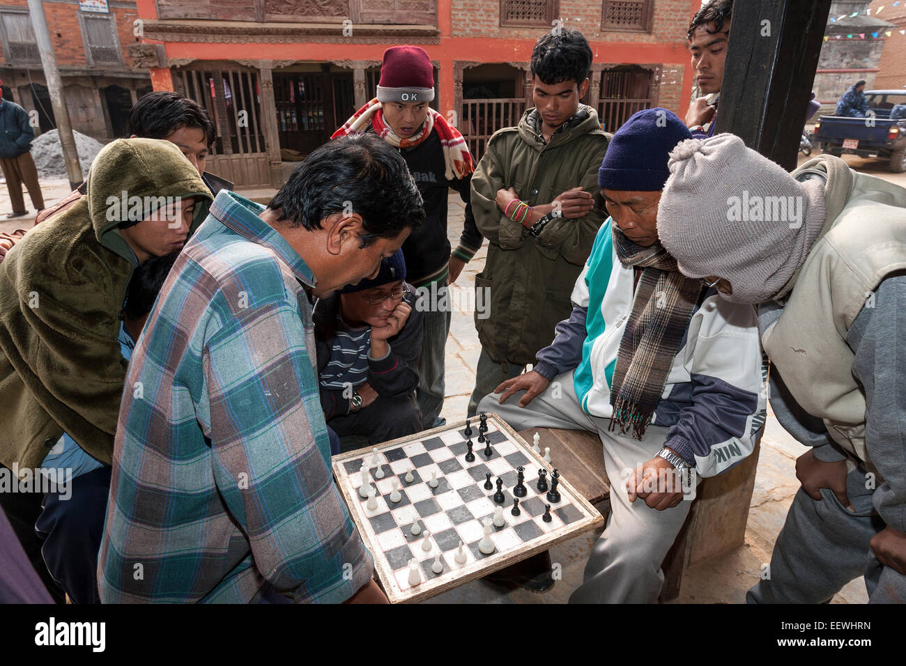 local men play chess in the street of the Bhaktapur, Nepal, Asia Stock  Photo - Alamy