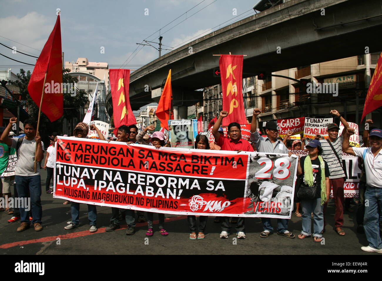 Workers group, KMP lead the march to Mendiola to commemorate the 28th anniversary of the Mendiola Massacre. (Photo by J Gerard Seguia / Pacific Press) Stock Photo