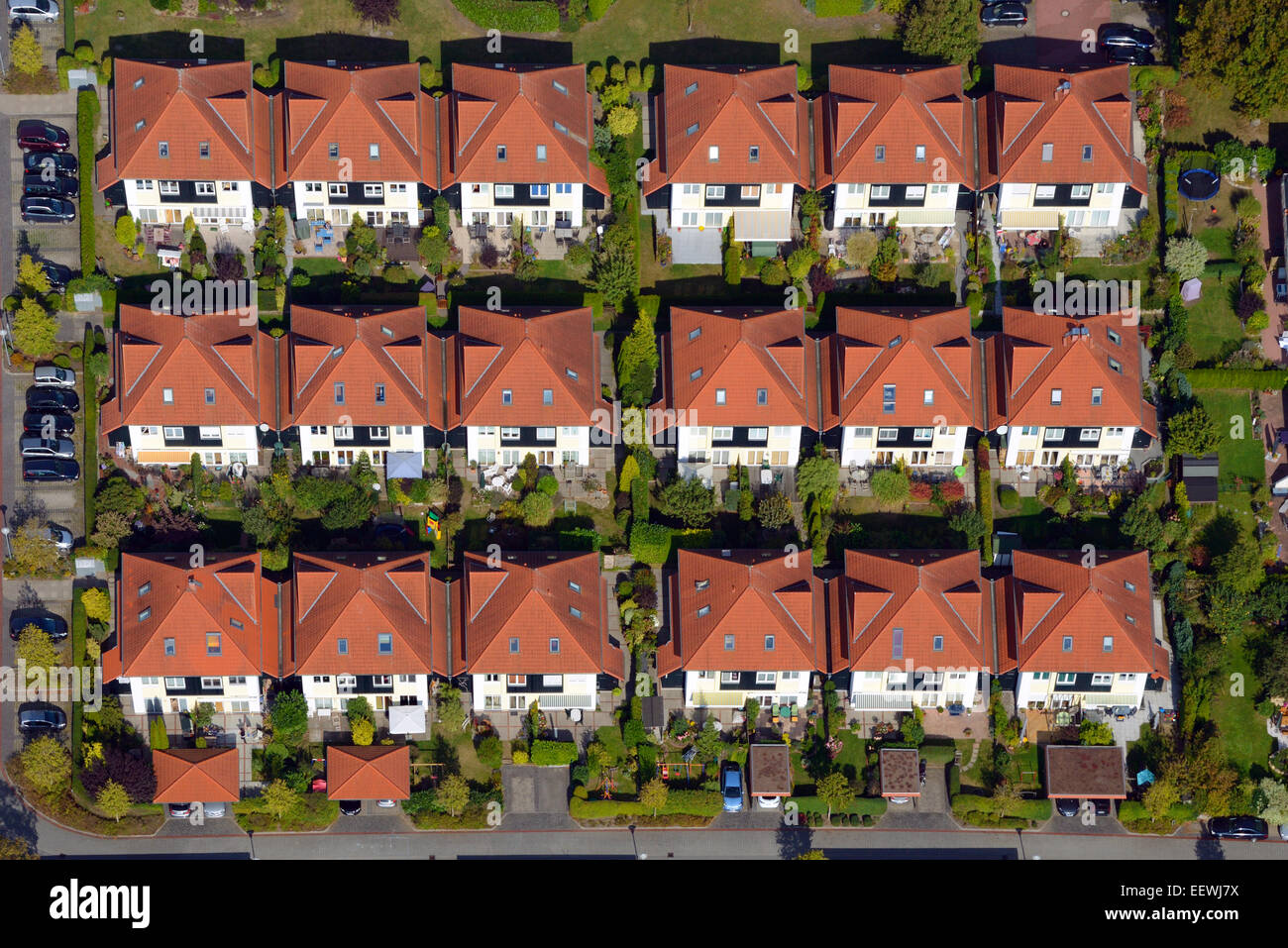 Aerial view, housing development, Wentorf, Schleswig-Holstein, Germany Stock Photo