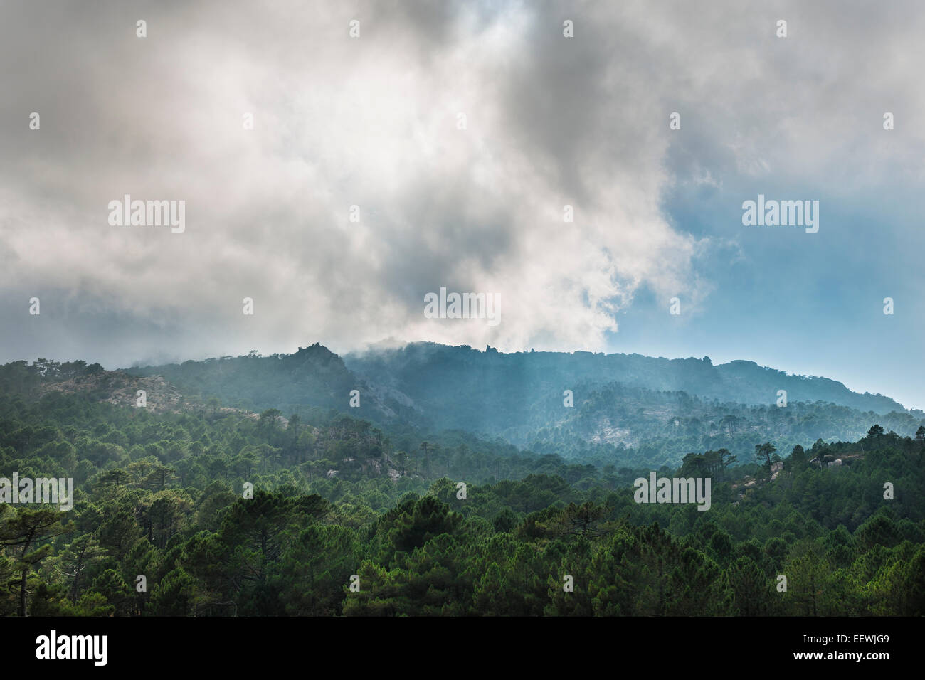 Alta Roca Mountain landscape with dramatic clouds, Alta Rocca, L'Ospédale ...
