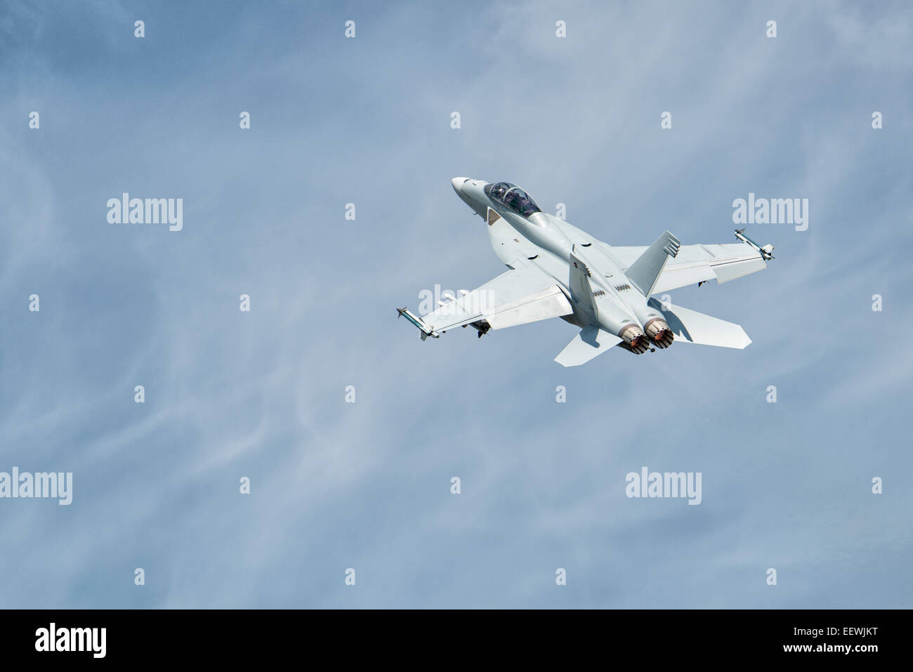 Boeing F/A-18F Super Hornet multi role fighter jet displays at the Royal International Air Tattoo. Stock Photo