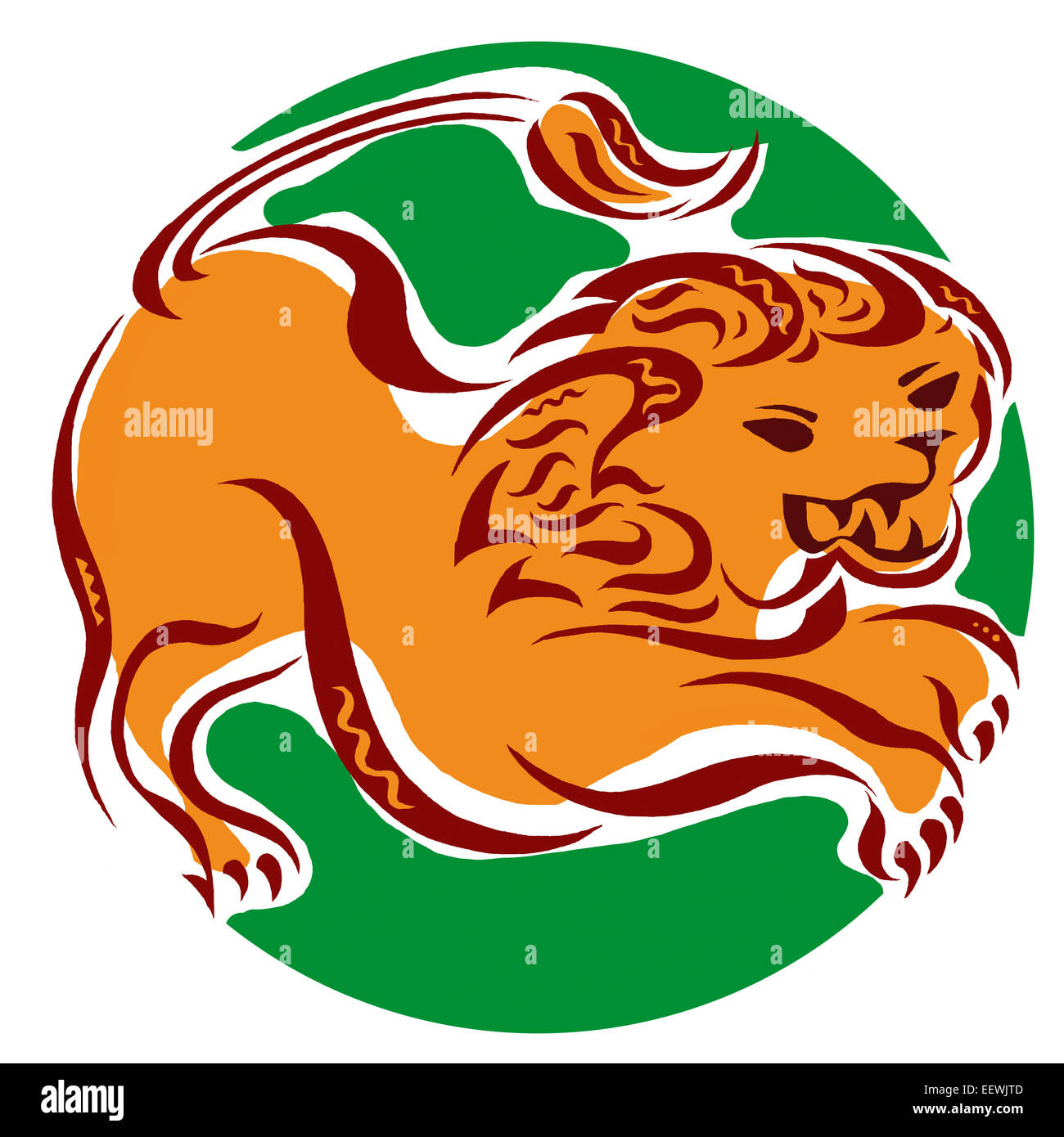 Leo Zodiac Sign Illustration – Fiery Lion Astrology Symbol Perfect for astrology lovers, horoscope enthusiasts Stock Photo