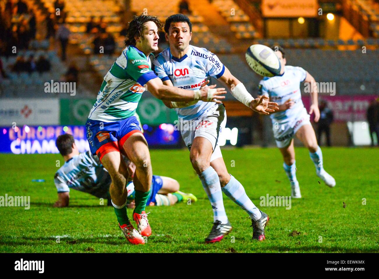 Casey LAULALA/Michele CAMPAGNARO - 18.01.2015 - Racing Metro 92/Trevise - European Champions Cup.Photo : Dave Winter/Icon Sport Stock Photo