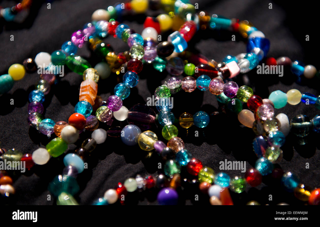Colorful strung Beads Stock Photo