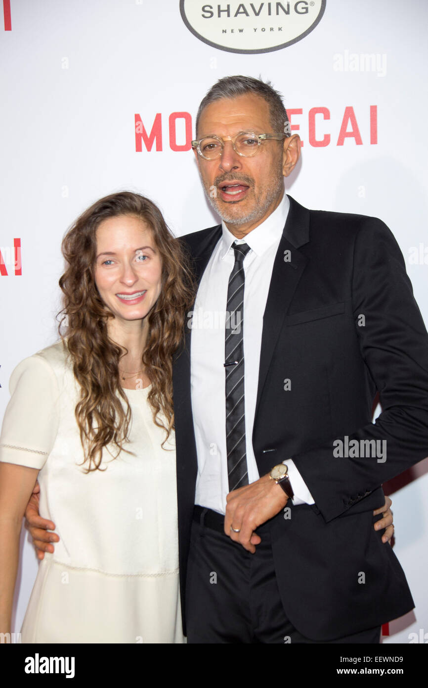 Actor Jeff Goldblum and his wife Emilie Livingston arrive at the premiere of Mortdecai in Los Angeles, USA, on 21 January 2015. Photo: Hubert Boesl /dpa - NO WIRE SERVICE - Stock Photo