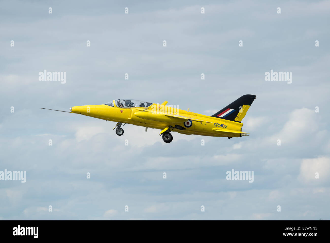Folland Gnat Military Jet Trainer from The Heritage Aircraft Trust painted in the bright yellow of the Yellowjacks display team Stock Photo