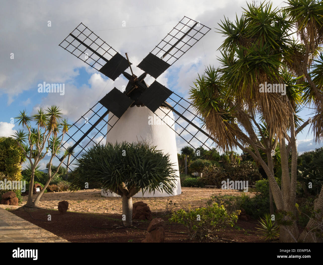 Male windmill at Centro de Artesania Molino de Antigua Fuerteventura Canary Islands cultural and artistic museum in a windmill Stock Photo