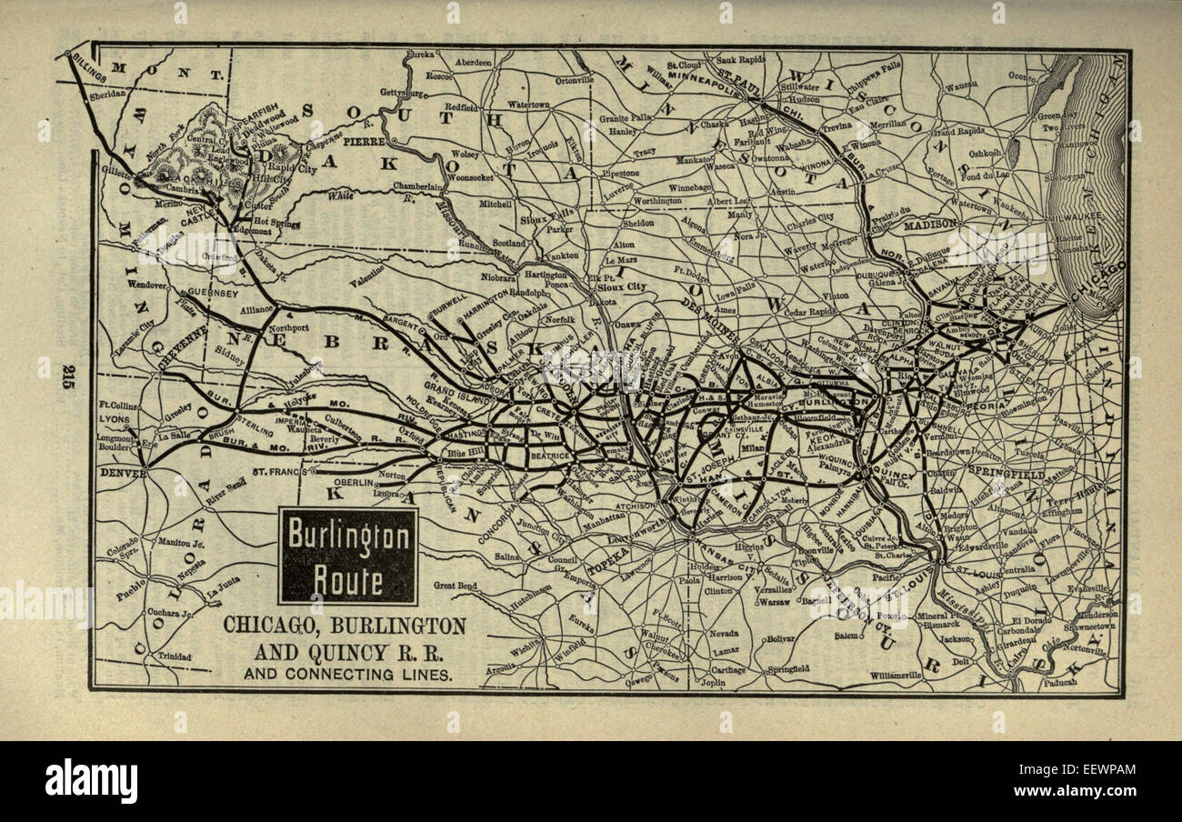 Chicago Burlington And Quincy Railroad Map 1901 Poor's Chicago, Burlington And Quincy Railroad Stock Photo - Alamy