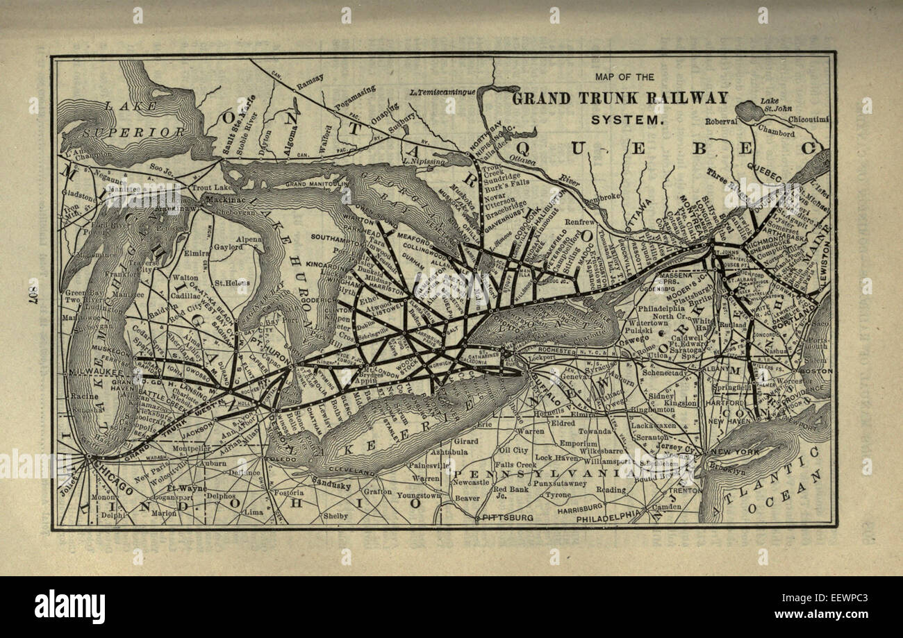 Grand Trunk Railway Route Map 1901 Poor's Grand Trunk Railway Stock Photo - Alamy